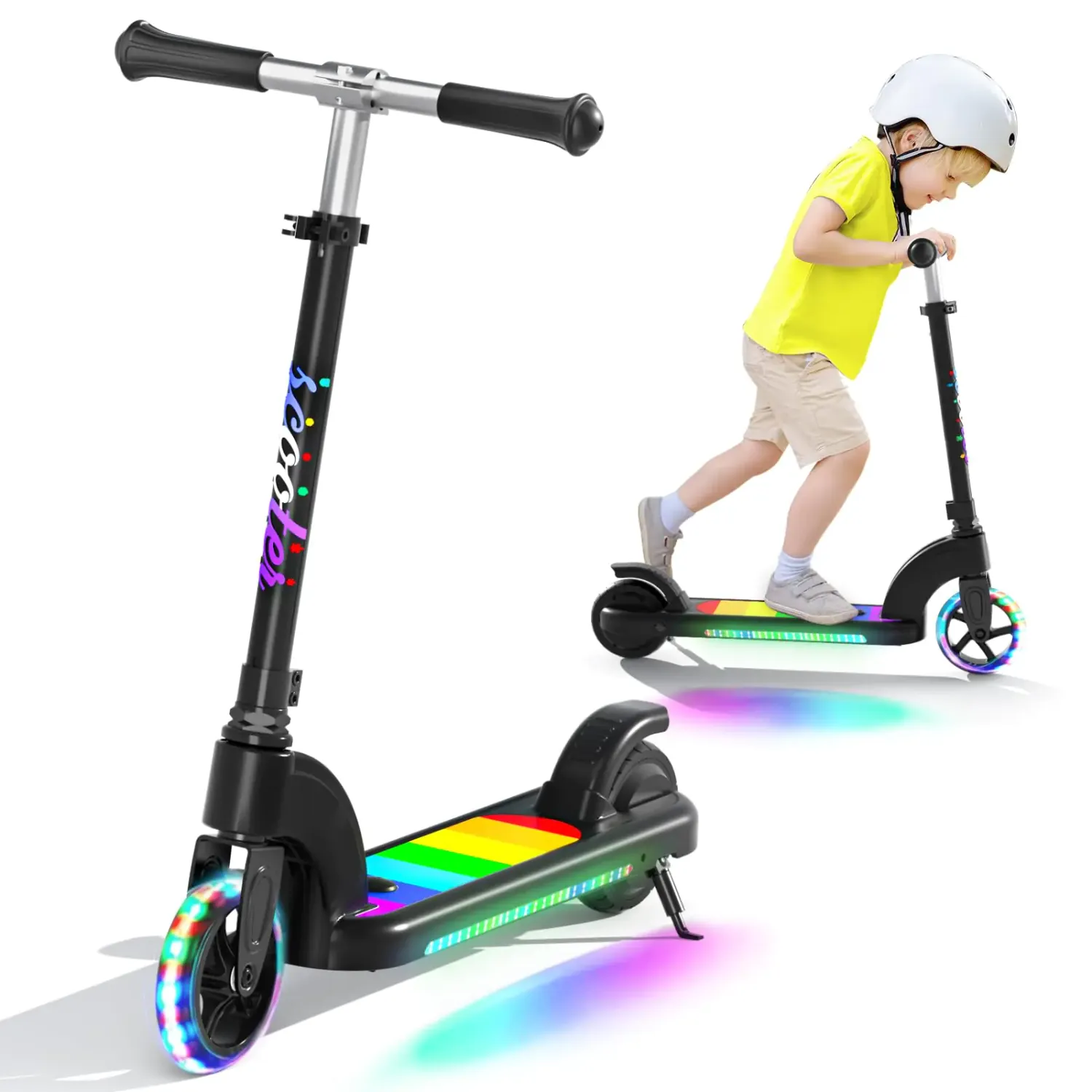 ZippFree™ ANHAO Electric Scooter for Kids (Ages 6–12) — Adjustable Height + Light-Up Wheels