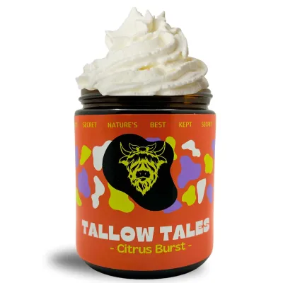 ZippFree™ Citrus Burst Ancestral Tallow Cream — Organic Skin Revival (8oz) Grass-Fed Purity • Deep Moisture • Citrus Glow