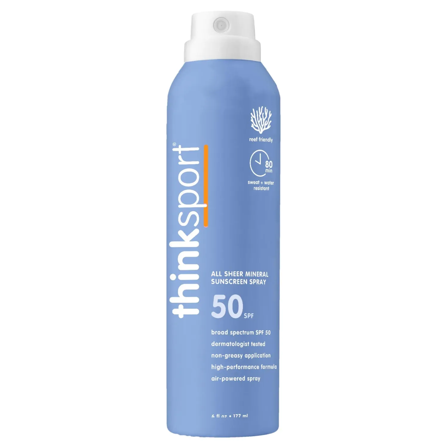 ZippFree™ Thinksport™ SPF 50+ Zinc Sunscreen (Clear, Reef-Safe, 2 oz)