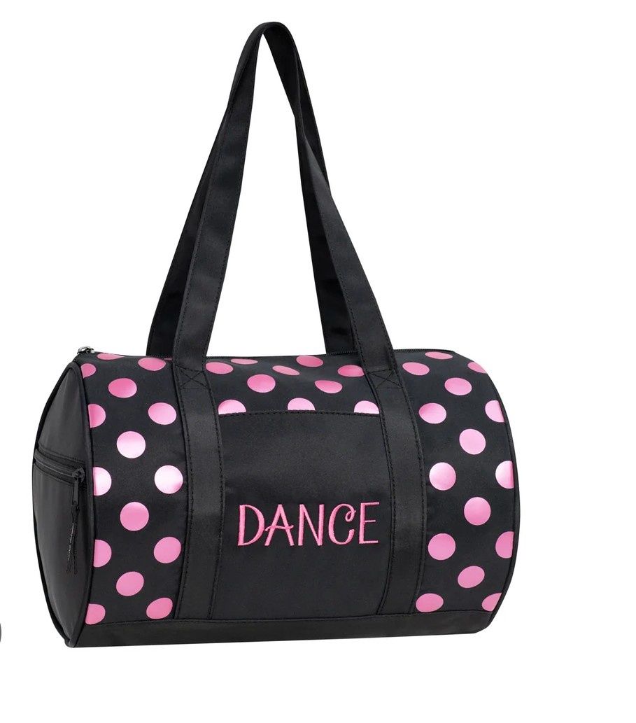 BAG DUFFEL DOTS - BLACK/PINK (H-1055)