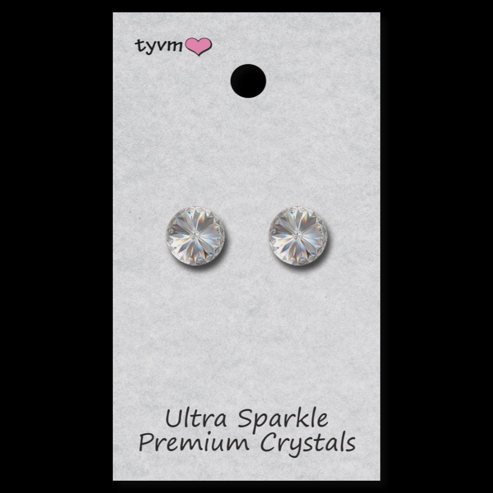 SINGLE STONE EARRING 11MM CLIP ON (TYVM-96011C), Color: CLEAR