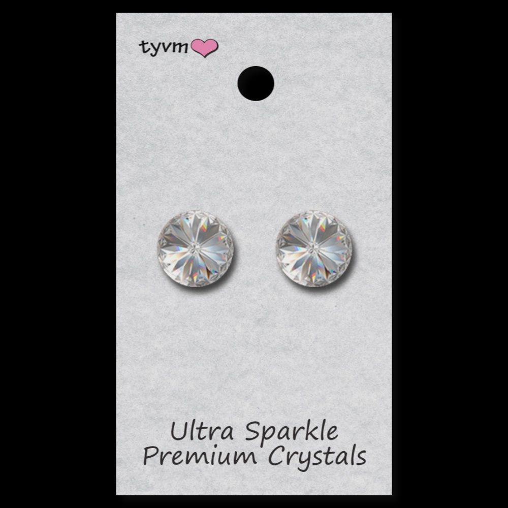 SINGLE STONE EARRING 14MM CLIP ON (TYVM-96014C), Color: CLEAR