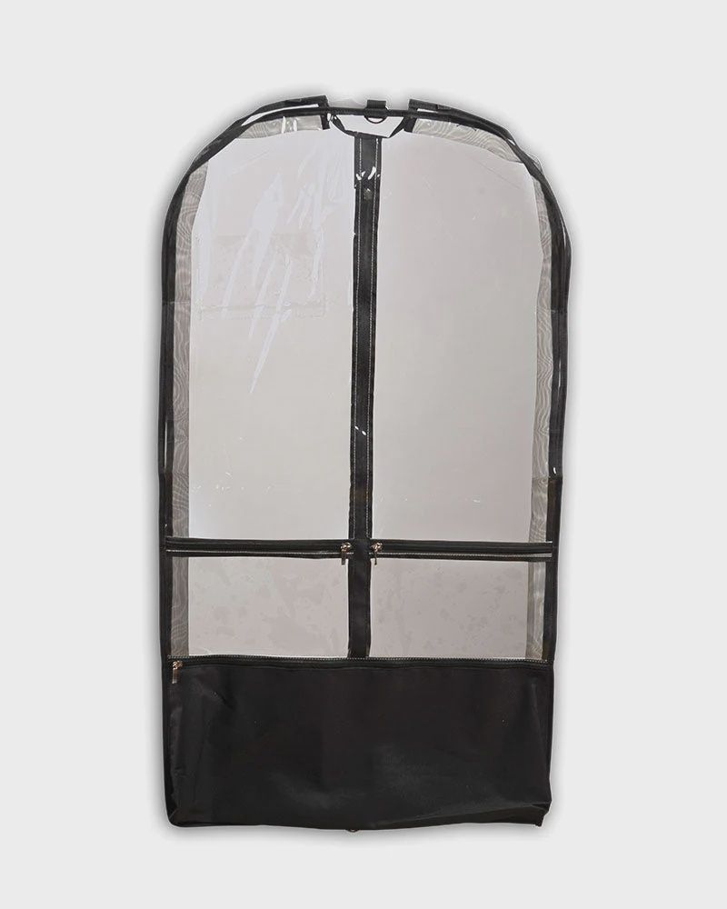 GARMENT BAG CLEAR W/BLK TRIM (D-B597-B598), Color: BLACK (B597)