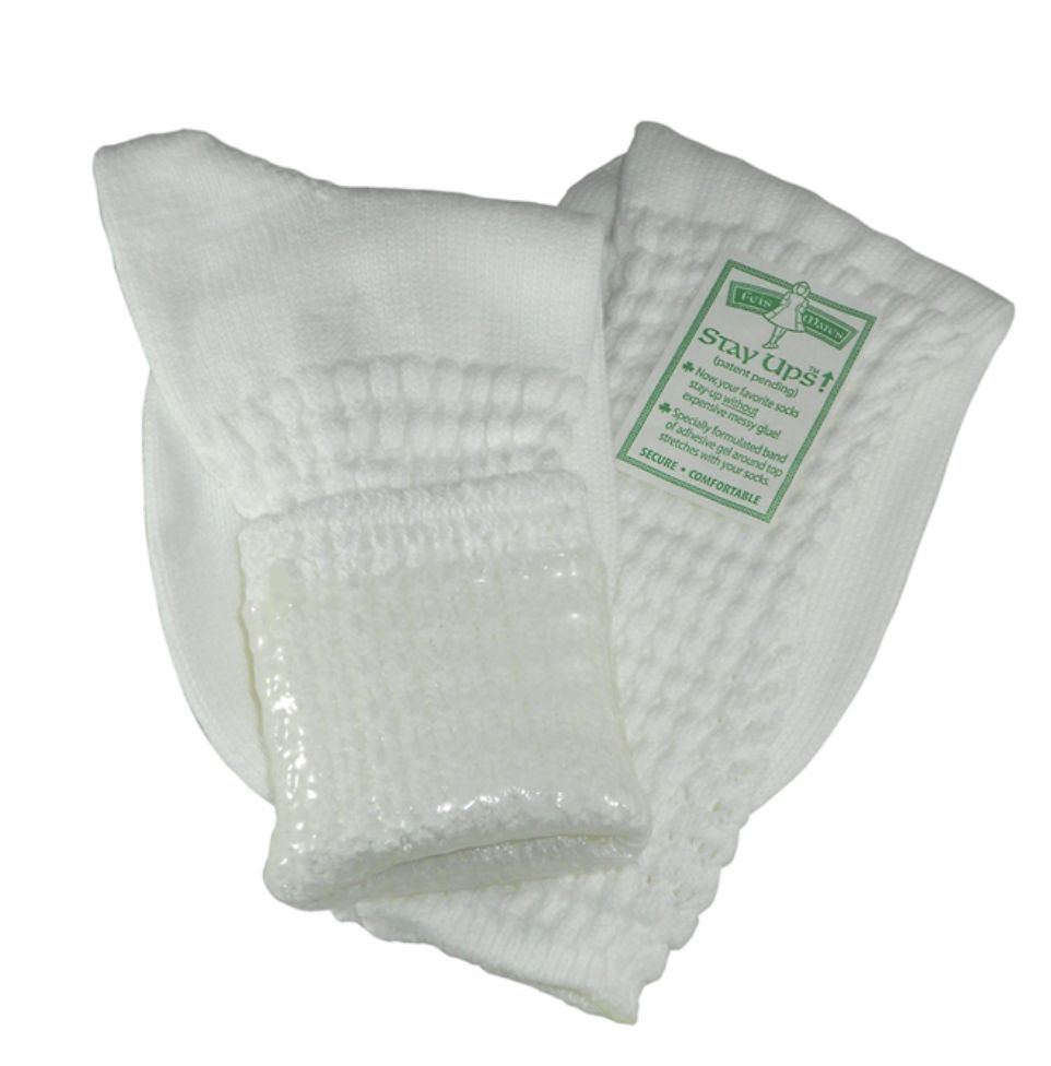 IRISH DANCE SOCK STAY UPS (PFP-FMSU), Color: WHITE, Size: P