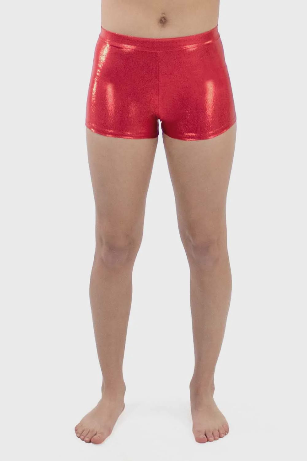 SHORTS FOIL METALLIC ADULT (B-7559M), Color: RED, Size: S