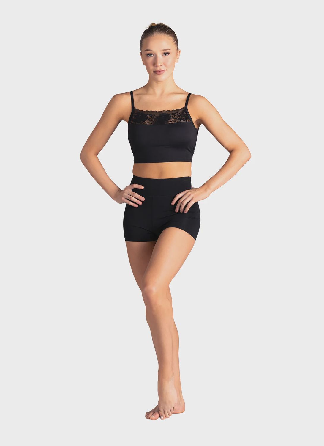 BRA TOP CAMI WITH LACE (D-24304A), Color: BLACK, Size: P