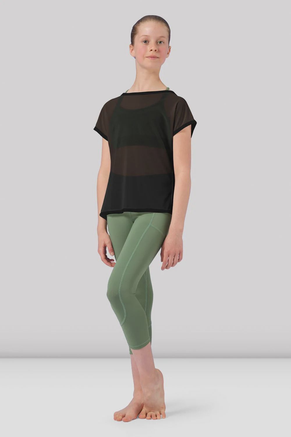 T-SHIRT MESH WITH TIE BACK (B-CZ4202), Color: BLACK, Size: 14