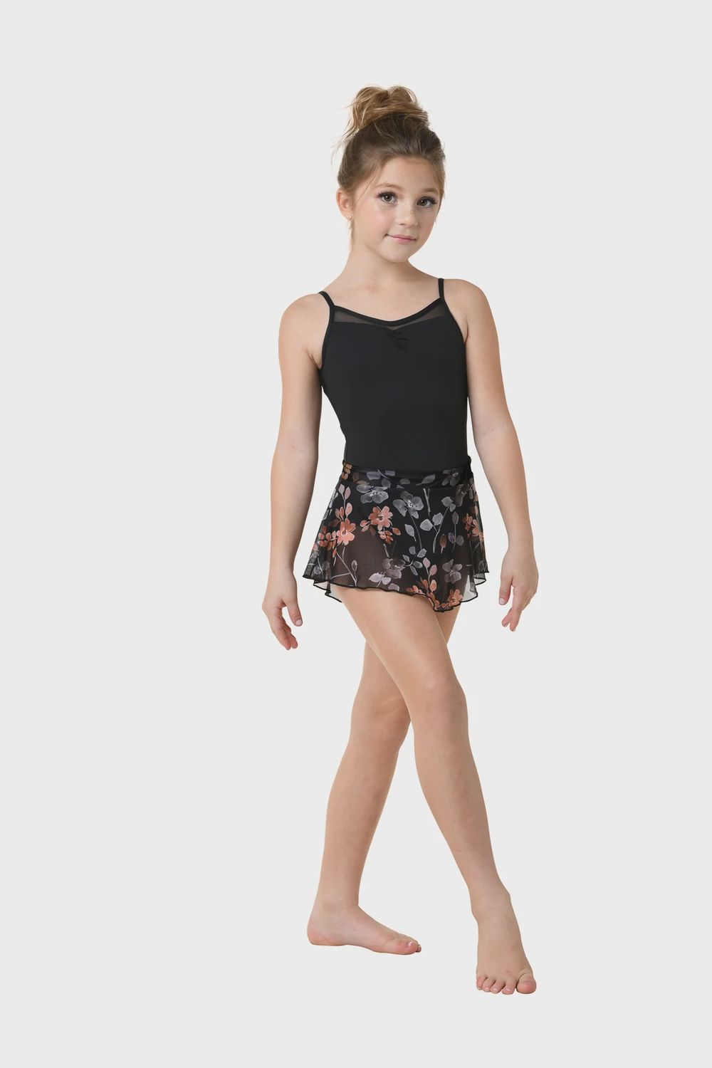 SKIRT PULL ON FLORAL PATTERN (D-22404C), Color: BLACK/GOLD, Size: T/S
