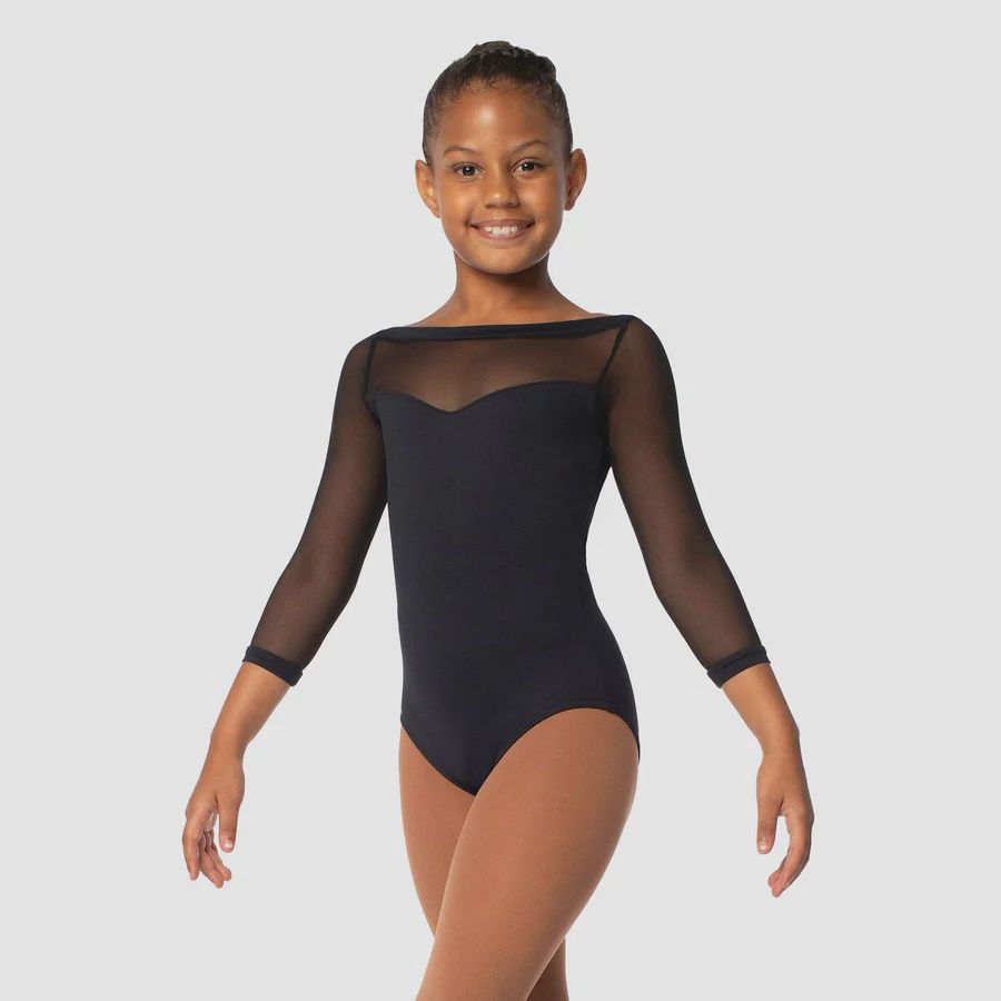 LEO 3/4 MESH SLEEVE CHILD (SD-SL130), Color: BLACK, Size: 8_10