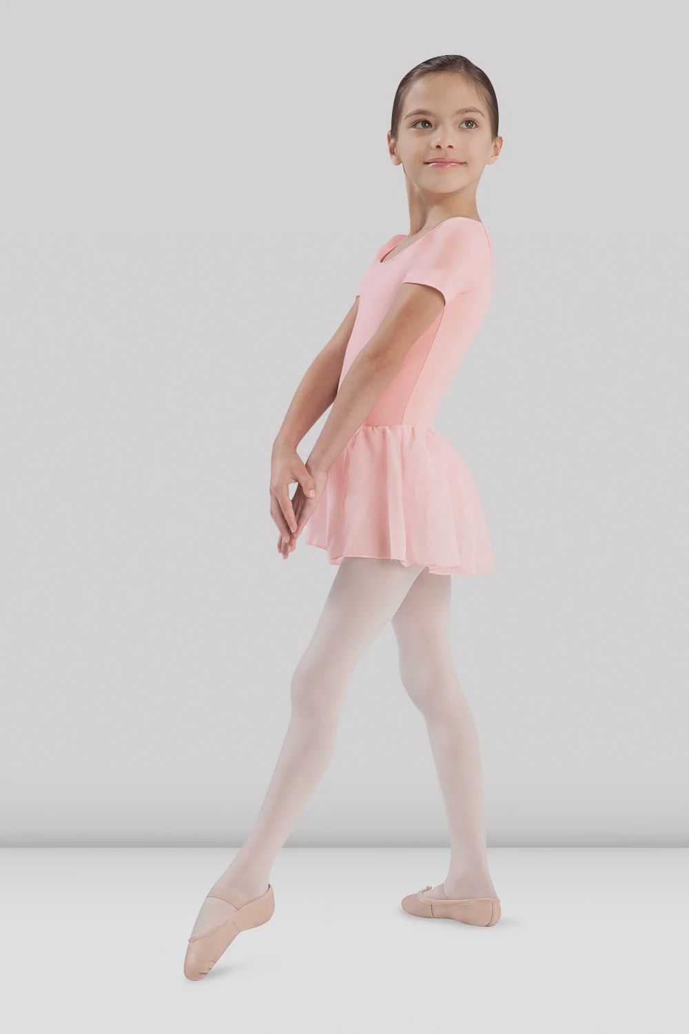 DRESS SHORT SLEEVE SCOOP NECK CHILD (B-CL5342), Color: LIGHT_PINK, Size: 2_4