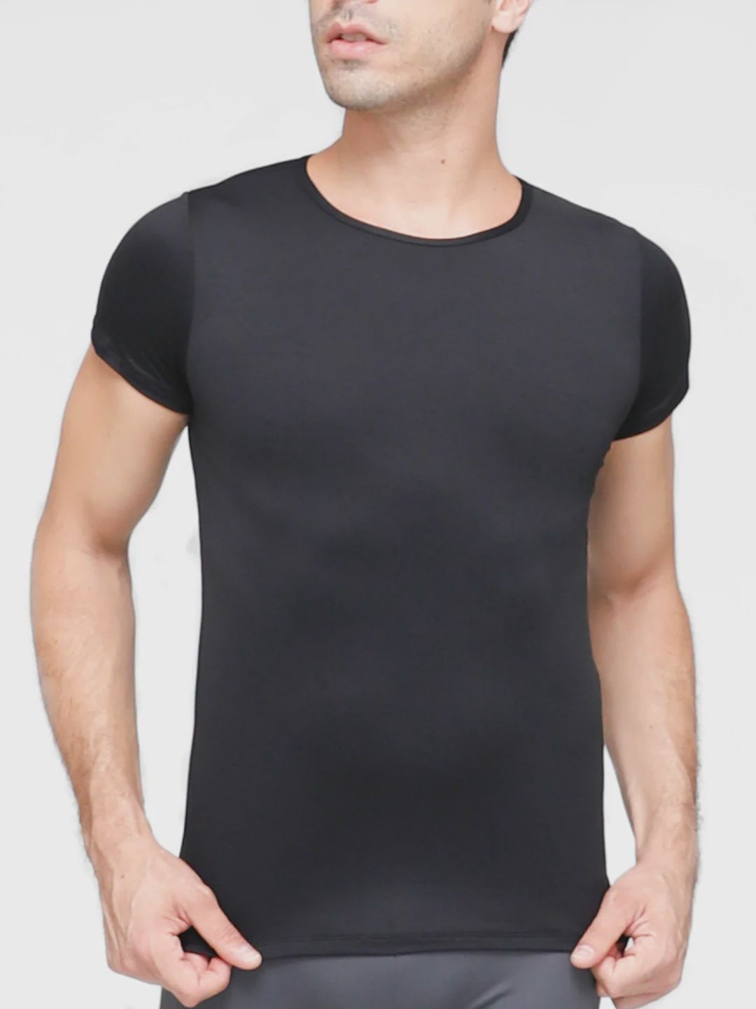 MENS SNUG FIT SHORT SLEEVE TEE (BW-M400), Color: BLACK, Size: S