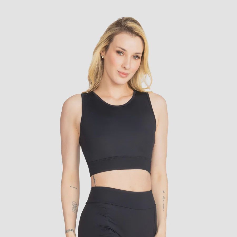 CROP TOP W/MESH &quot;SLOANE&quot; (SD-SL218), Color: BLACK, Size: P