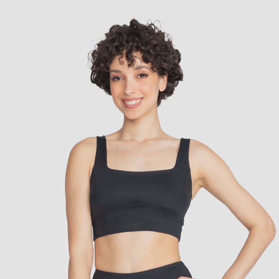 CROP TOP SQUARE NECK &quot;NAYA&quot; (SD-SL222), Color: BLACK, Size: P
