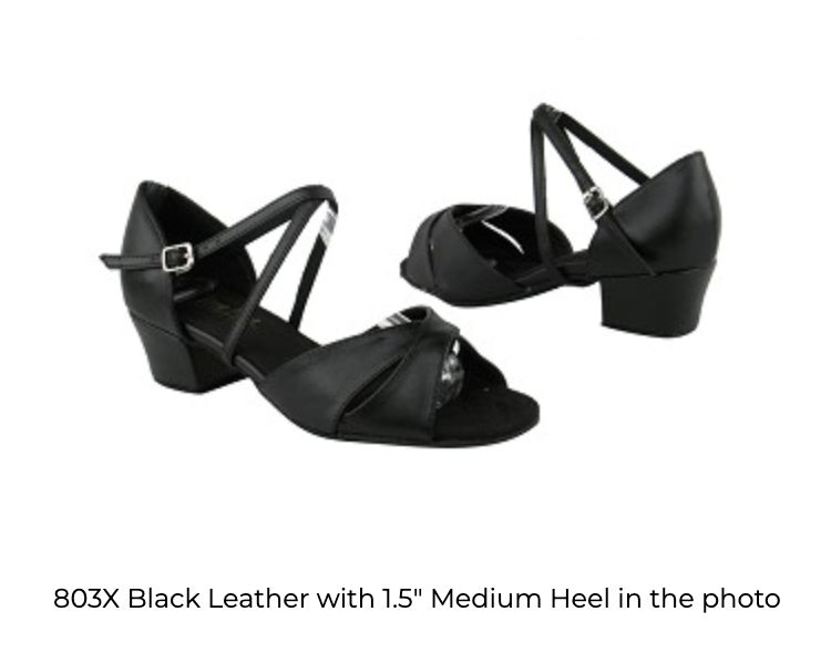 BALLROOM CLASSIC OPEN TOE CUBAN (VF-803X), Color: BLACK_LEATHER, Size: 4.5, Heel: 1.5&quot;
