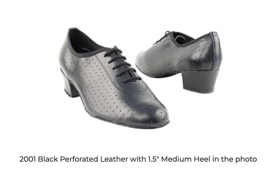 BALLROOM PRACTICE SHOE LACE-UP LADIES (VF-2001), Color: BLACK_LEATHER, Size: 4.5M, Heel: 1.5&quot;