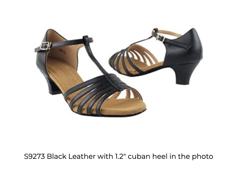 BALLROOM SIGNATURE OPEN TOE TSTRAP (VF-S9273), Color: BLACK_LEATHER, Size: 4.5, Heel: 1.3&quot;