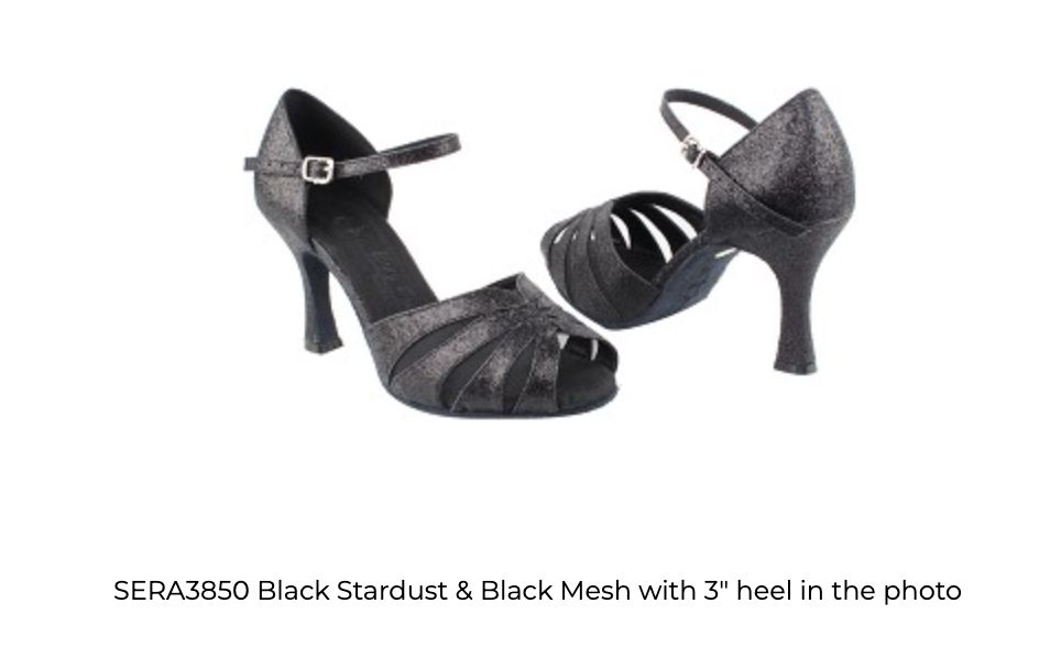 BALLROOM OPEN TOES SPARKLE (VF-SERA3850), Color: BLACK_STARDUST, Size: 4, Heel: 2.5&quot;