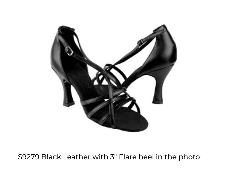 BALLROOM SIGNATURE OPEN TOE XSTRAP (VF-S9279), Color: BLACK_LEATHER, Size: 4.5, Heel: 1.2&quot;