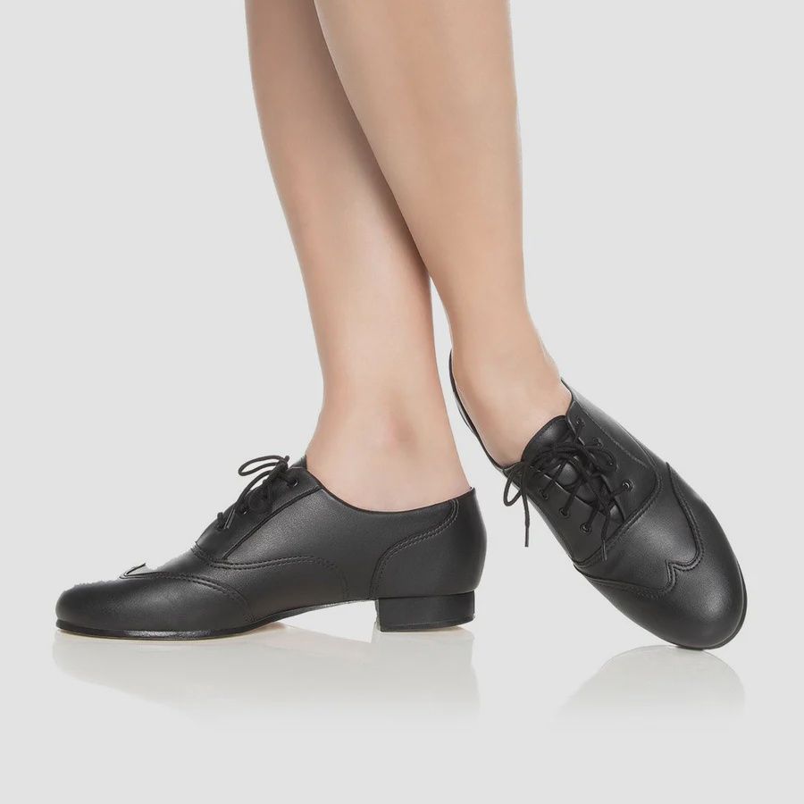 CHARACTER SHOE LACEUP 1/2&quot; HEEL (SD-CH95), Color: BLACK, Size: 4, Width Run: MEDIUM