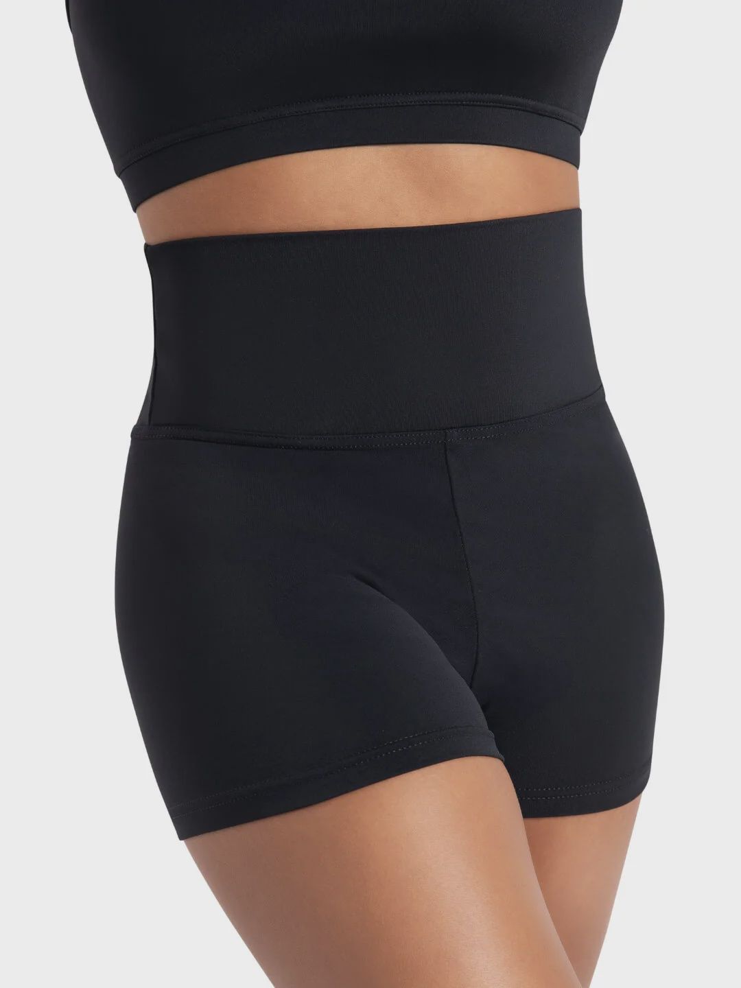 HIGH WAISTED SHORT ADULT (C-TB131), Color: BLACK, Size: XS