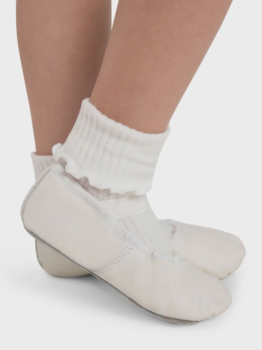 DAISY F/S LEATHER BALLET SHOE (C-205T), Color: WHITE, Size: 8, Width Run: W