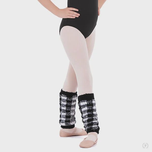 LEGWARMER W/PLAID DESIGN (E-72526C), Color: BLACK/WHITE