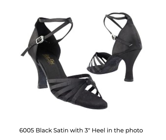 BALLROOM CLASSIC KNOT FRONT OPEN TOE (VF-6005), Color: BLACK SATIN, Size: 5, Heel: 2.5&quot;