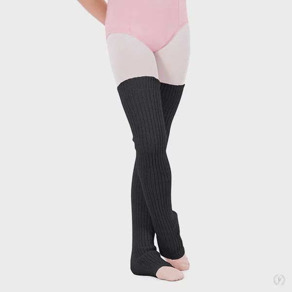 LEGWARMER STIRRUP KNEE HIGH CH (E-2625C), Color: BLACK, Size: ONE