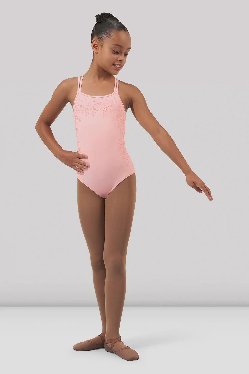 LEO CAMI CRISS CROSS BACK FLOWER (B-CL6697), Color: CANDY PINK, Size: 2_4