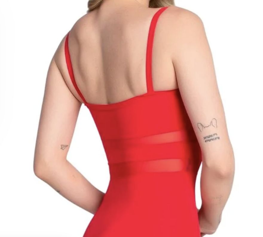 LEO CAMI MESH CUT OUTS (SD-RDE2544), Color: RED, Size: P