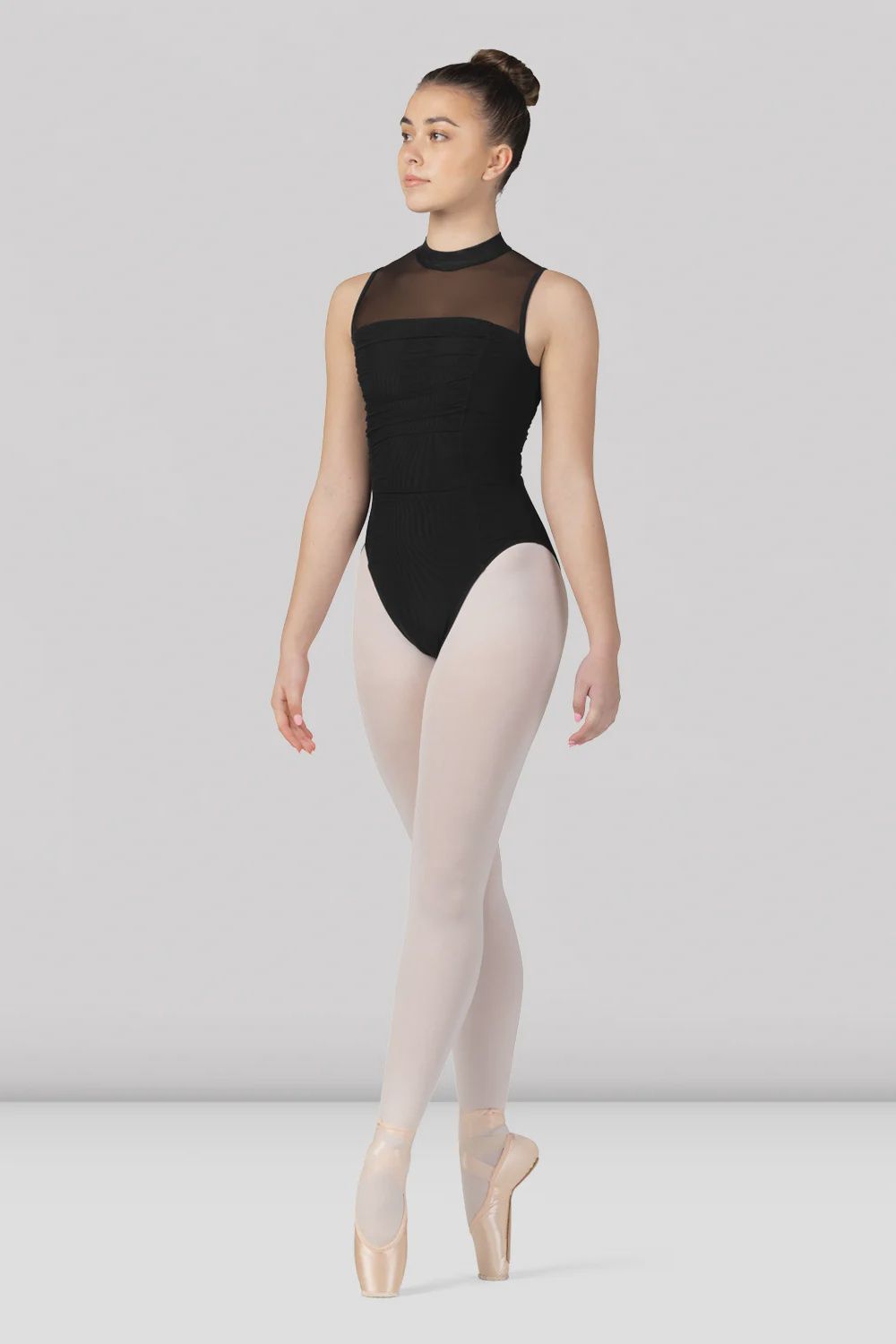 LEO HIGH NECK WITH RUCHED FRONT (B-LB5216), Color: BLACK, Size: S