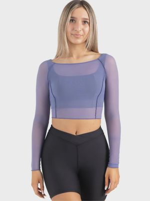 TOP MESH LONG SLEEVE W/SEAMS (C-12247W)