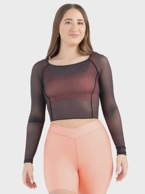 TOP MESH LONG SLEEVE W/SEAMS (C-12247W)