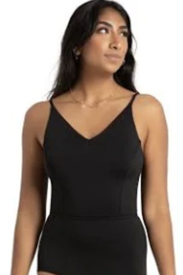 LEO CAMI V-NECK PRINCESS SEAM (C-12157W), Color: BLACK, Size: S