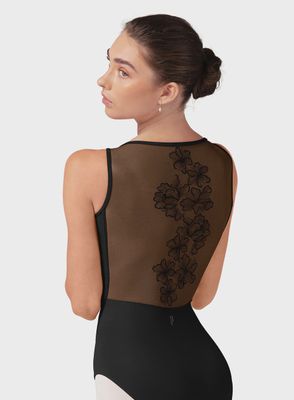 "EMMA" EMBROIDERED MESH BACK LEOTARD (B-L40004)