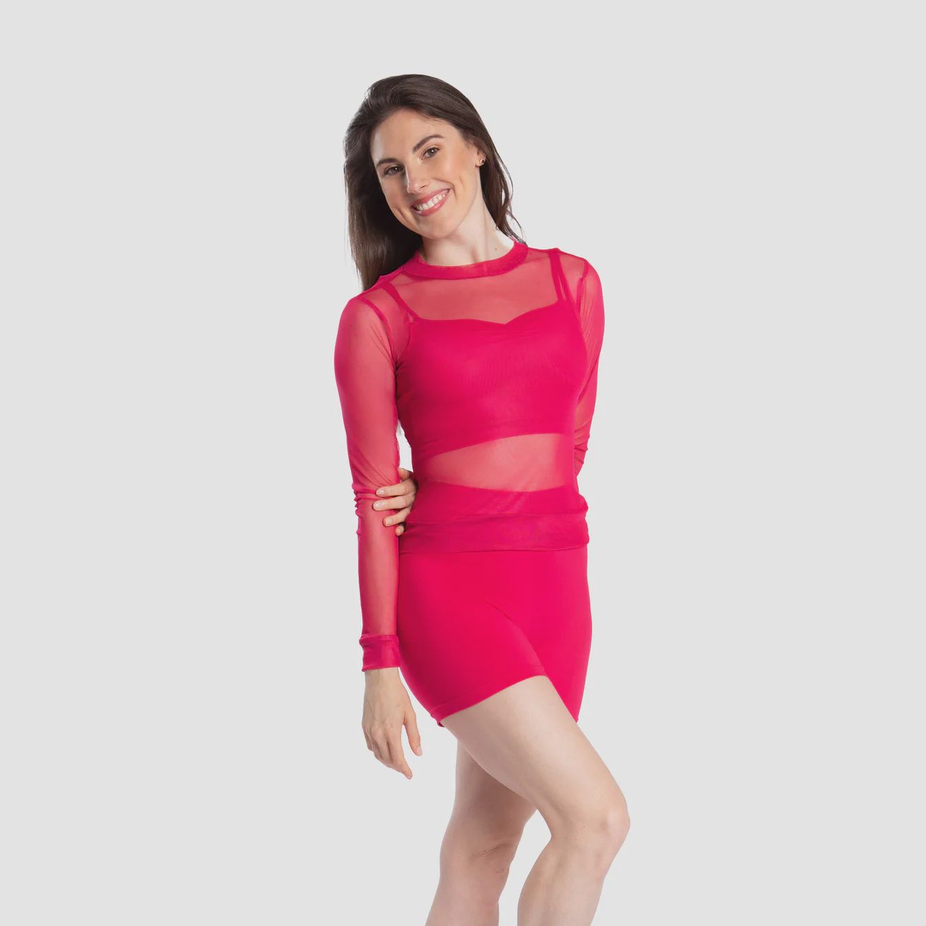 MESH LONG SLEEVE &quot;CASSIE&quot; (SD-TP134), Color: PEONY, Size: P