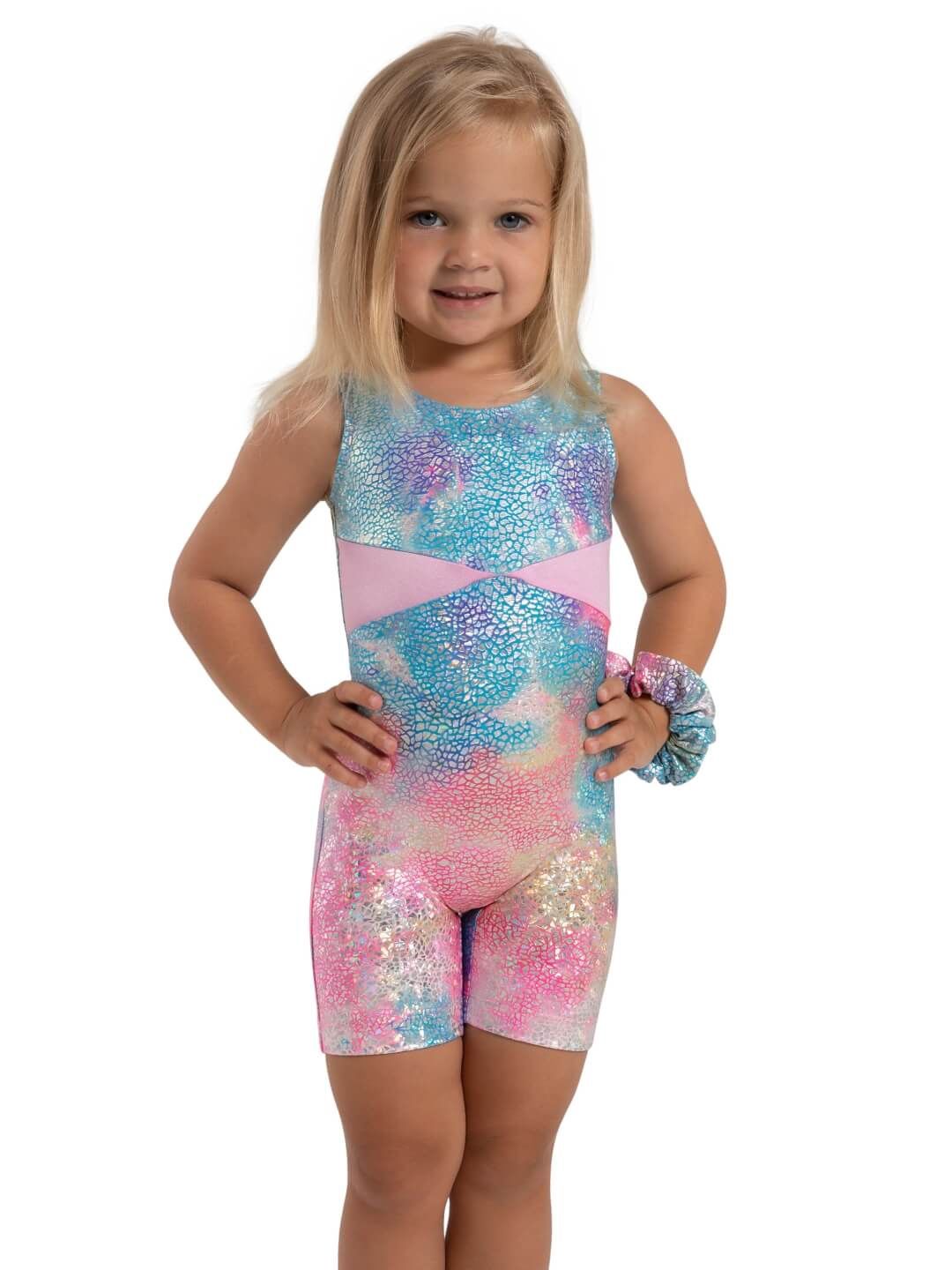 STARDUST GYMNASTICS BIKETARD (C-12303C), Color: PINK UNICORN SPARKLE, Size: S