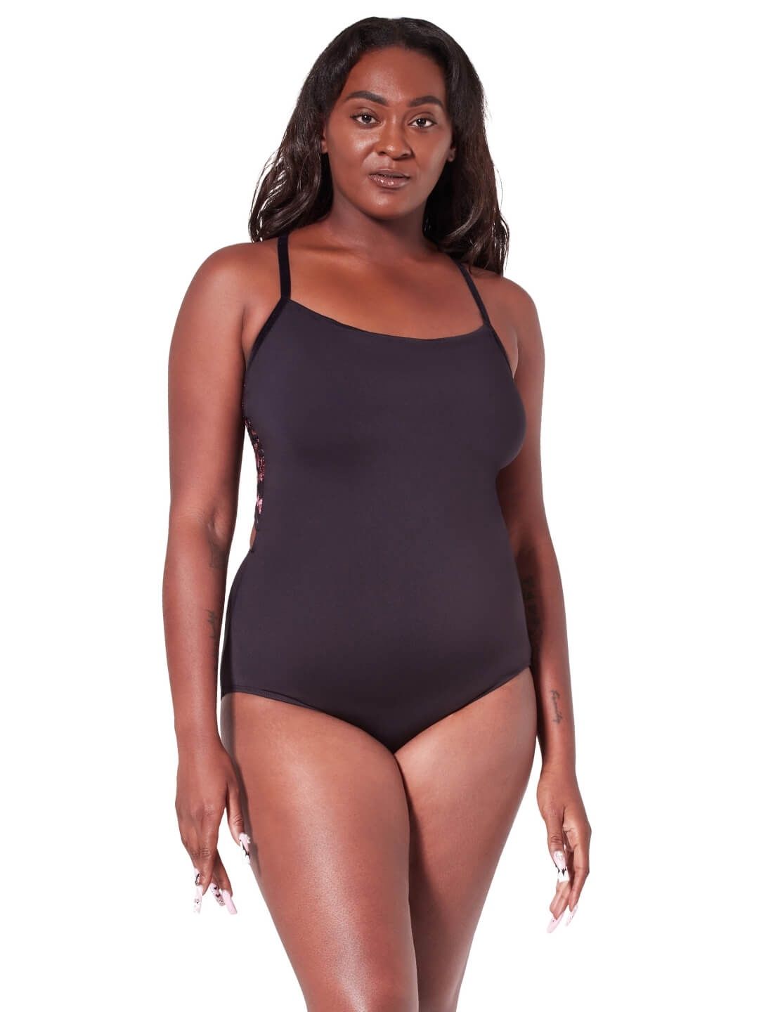 &quot;CHARISMA&quot; CAMI CRISS CROSS BACK LEOTARD (C-F12400W), Color: BLACK, Size: XS