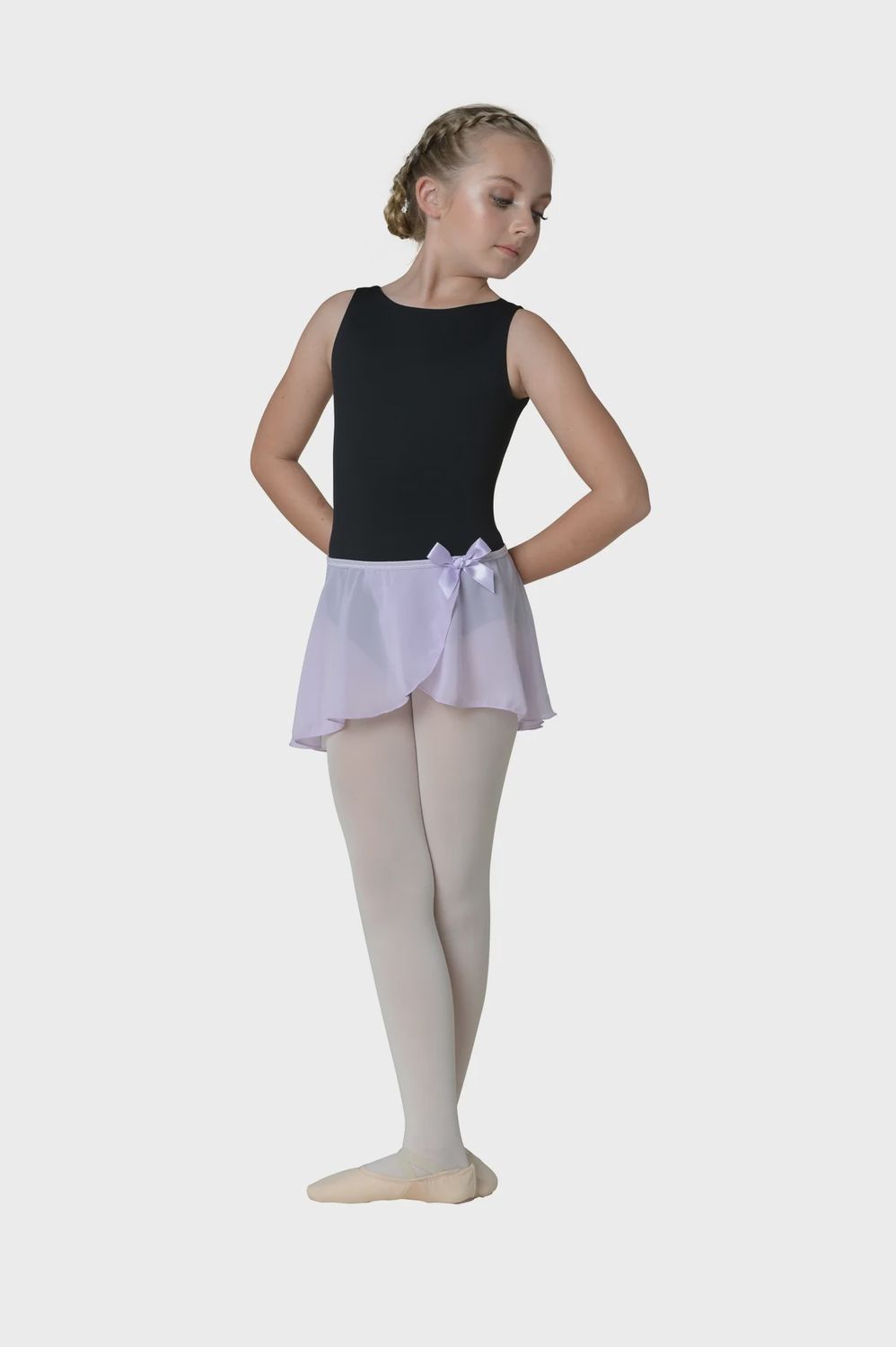 SKIRT WITH BOW GEORGETTE MOCK WRAP (D-232), Color: LAVENDER, Size: T/S