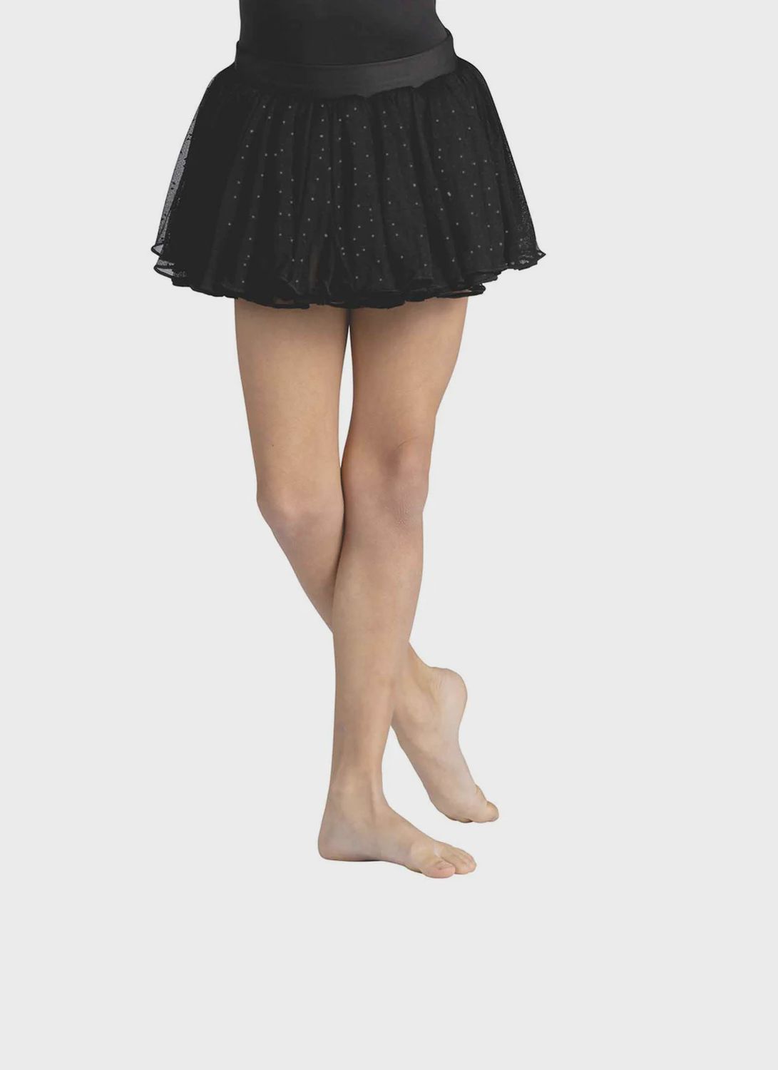 SKIRT PULL ON MESH WITH POLKA DOTS (D-24403C), Color: BLACK, Size: T/S