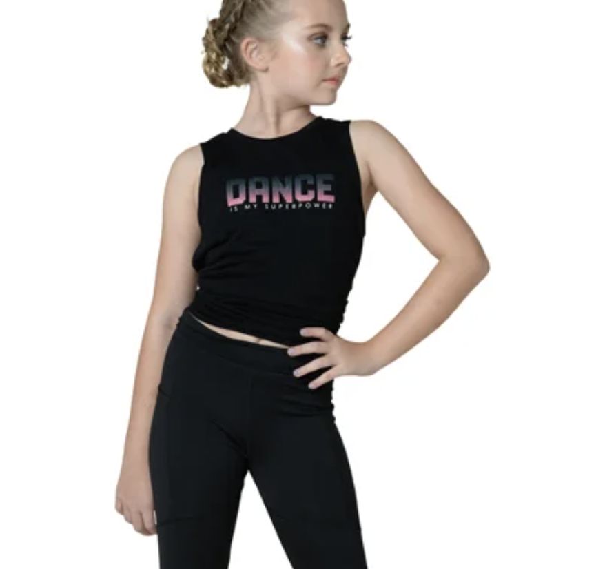 TANK "DANCE" WITH TIE BACK (D-22301A), Color: BLACK, Size: SMALL