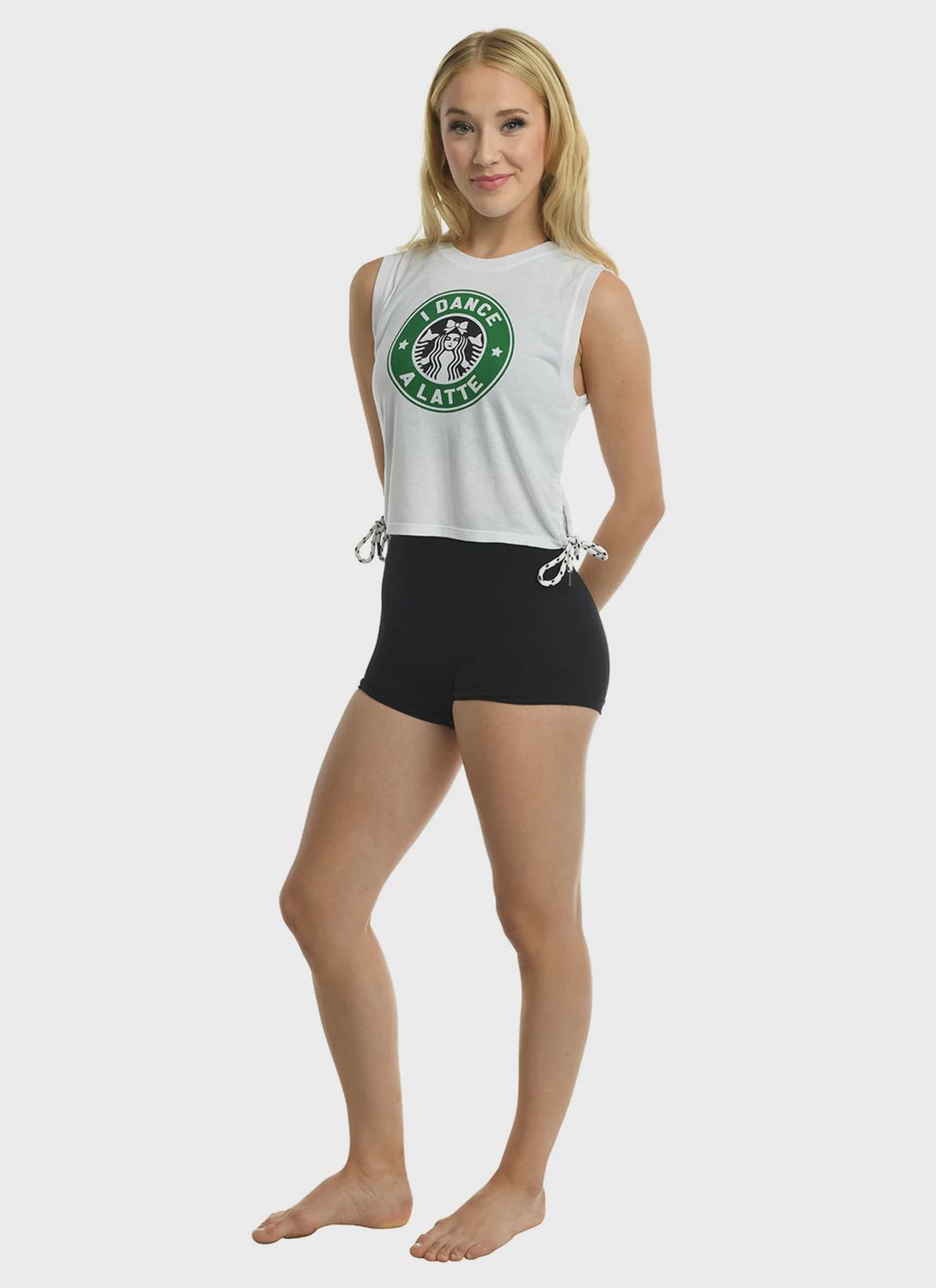 TANK "I DANCE A LATTE" SHIRT (D-23300C), Color: WHITE, Size: 4-6