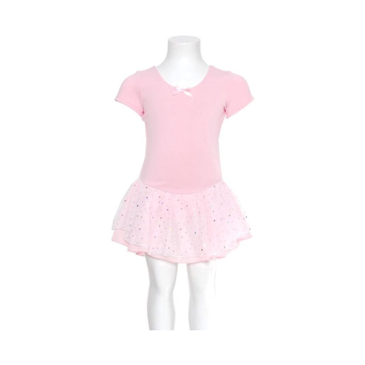 SHORT SLEEVE DRESS WITH SPARKLES "MADELINE" (D-293), Color: PINK, Size: 2-4
