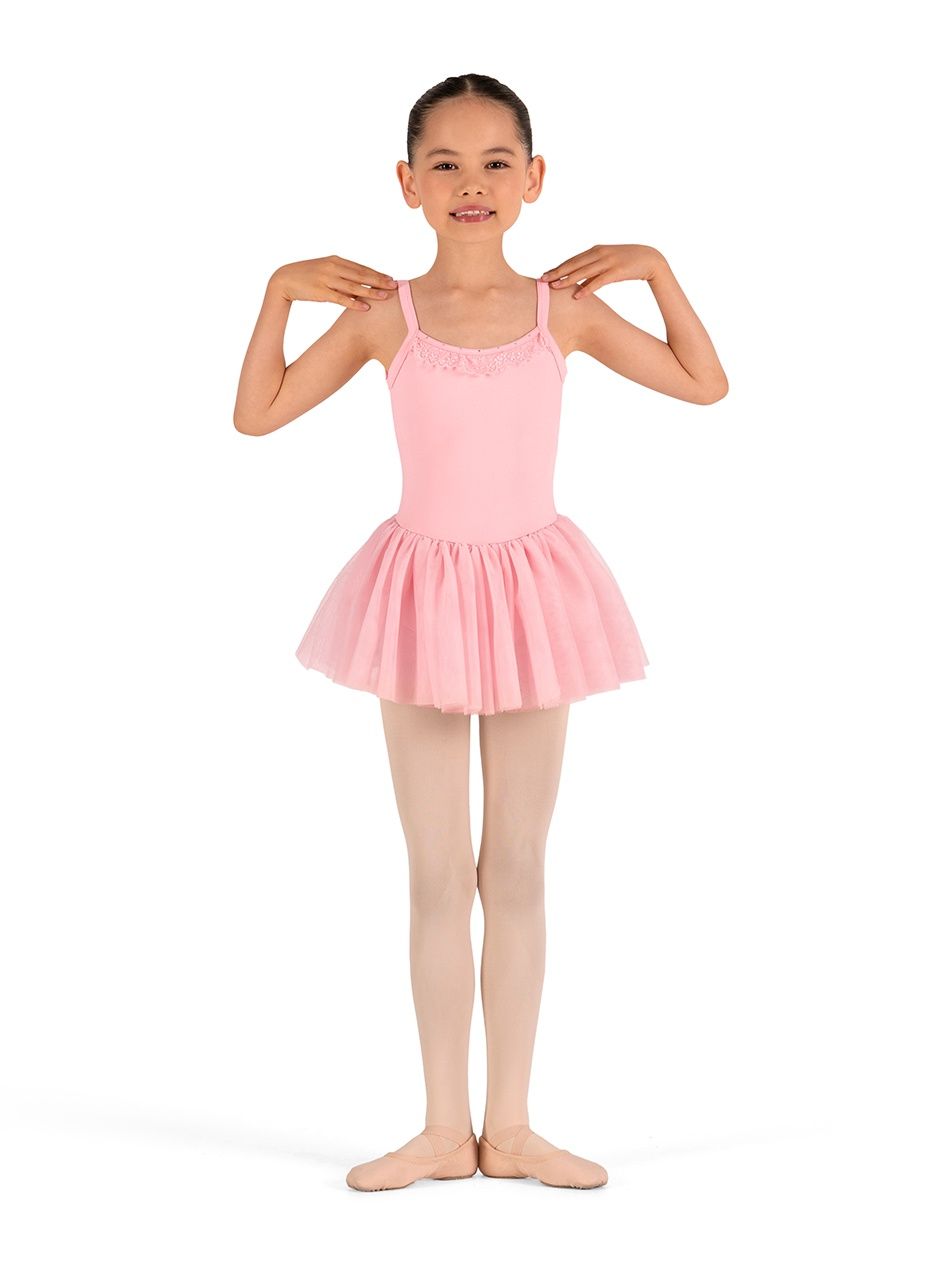 CAMI TUTU DRESS WITH LACE TRIM "NATALIE" (B-CL70024), Color: CANDY PINK, Size: 2-4