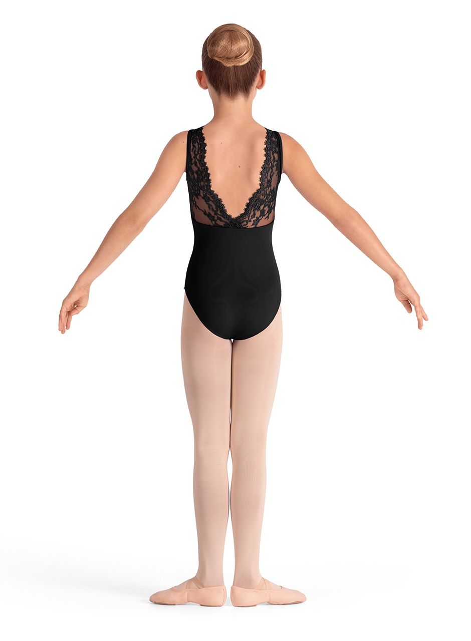 HIGH FRONT TANK LEOTARD WITH LACE TRIM "MAEVE" (B-CL50017), Color: BLACK, Size: 6X-7