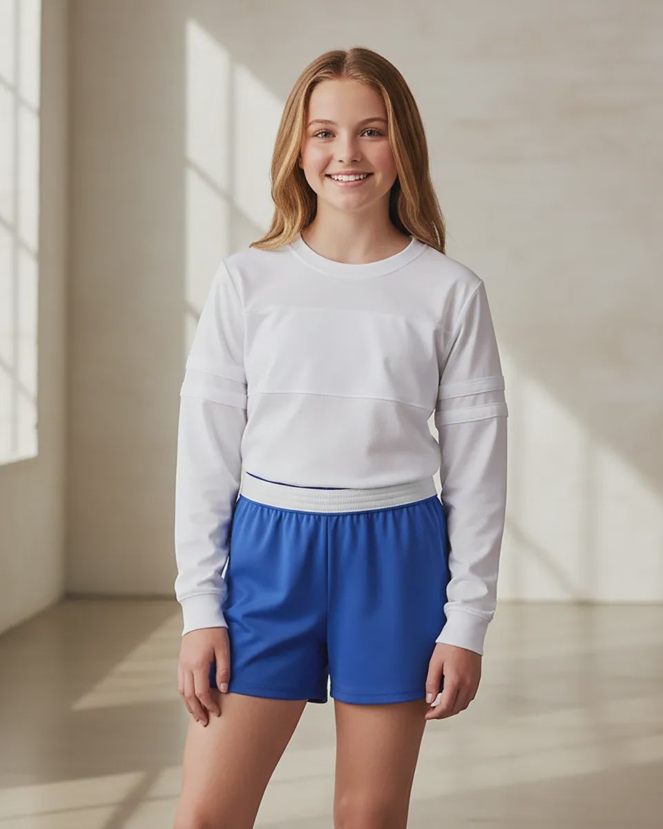 SPIRIT SHORT CHILD ROLL-DOWN WAIST (BC-BY6504), Color: ELECTRIC ROYAL, Size: YXS