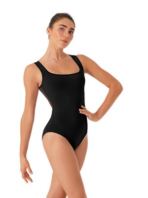 "MELODY" HALF FLORAL HALF MESH BACK TANK LEOTARD (B-L50019)