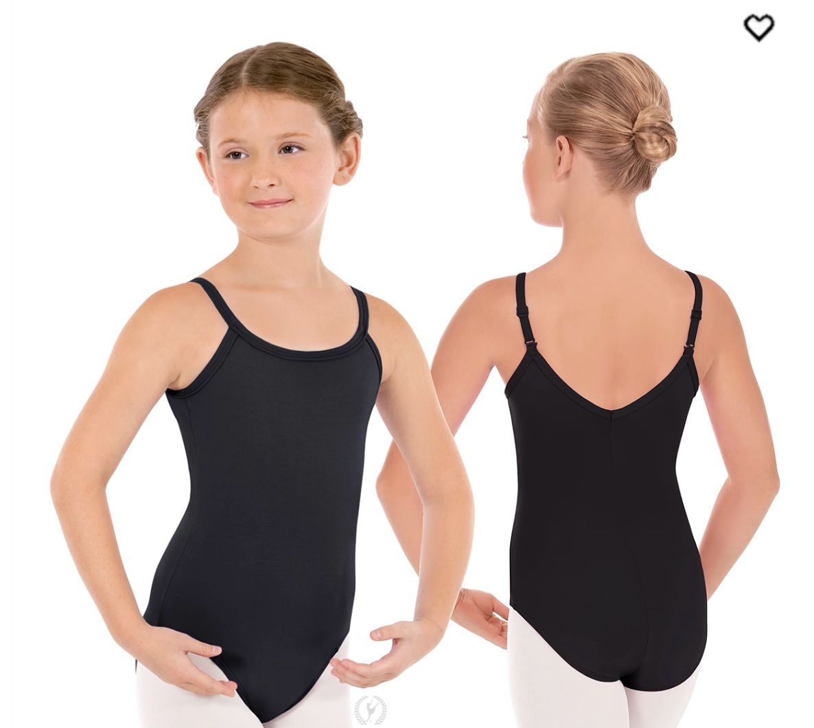 CAMI W/ADJUSTABLE STRAPS CHILD LEOTARD (E-10819C), Color: BLACK, Size: SMALL