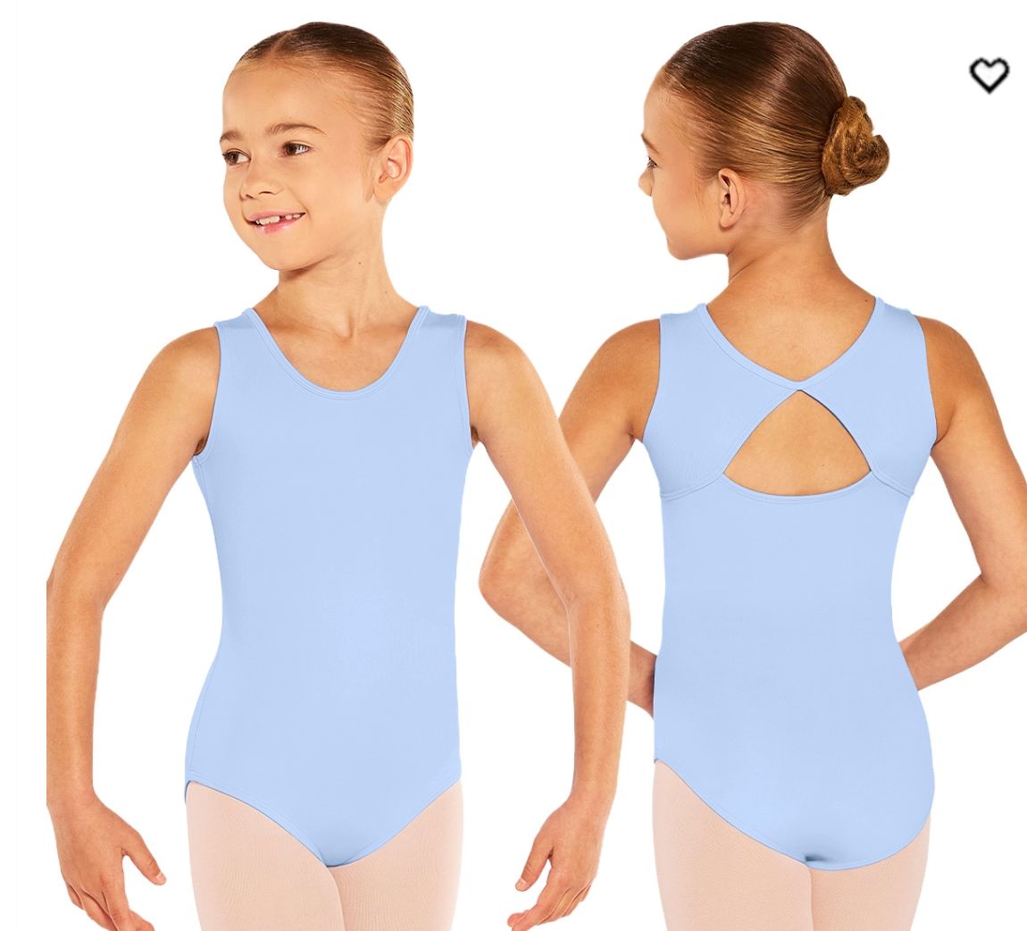 TANK TRIANGLE BACK LEOTARD MICROFIBER GIRLS (E-4450), Color: LIGHT BLUE, Size: XS
