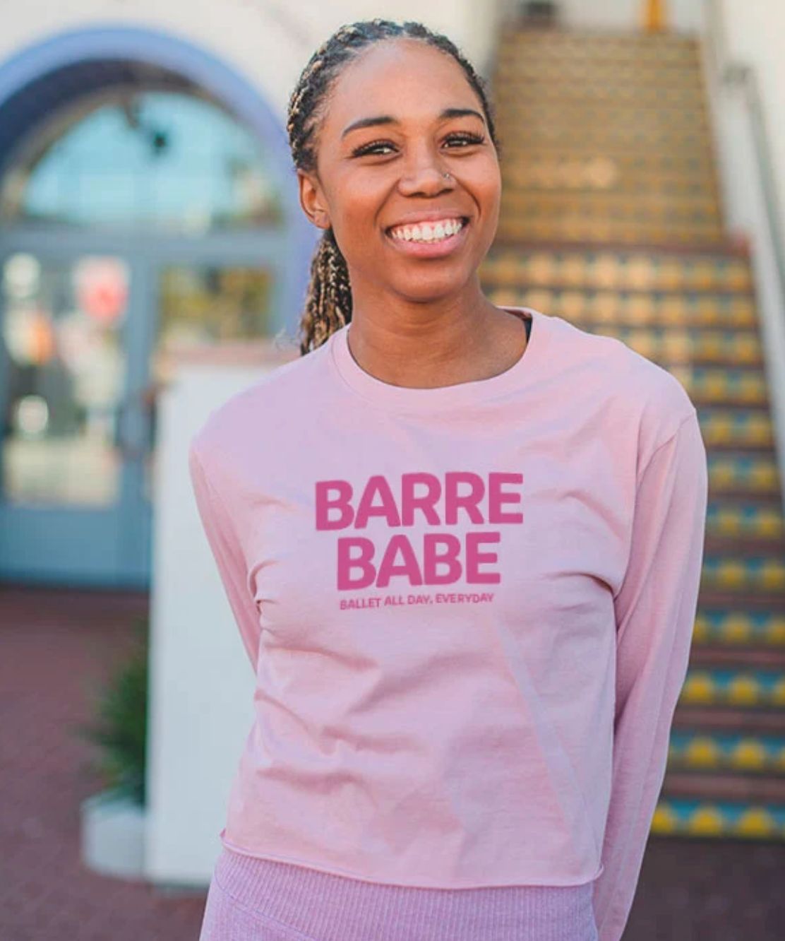 BARRE BABE LONG SLEEVE BALLERINA CROP TOP (COV-BBLS), Size: AXS